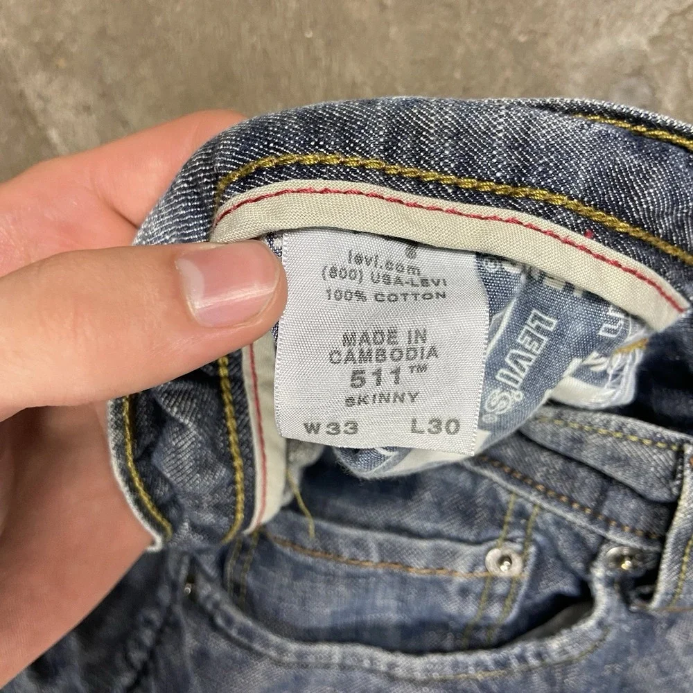 Vintage Y2K Levi's 511 Jeans Size 33x30 Blue Denim Medium Wash Skinny Fit Casual